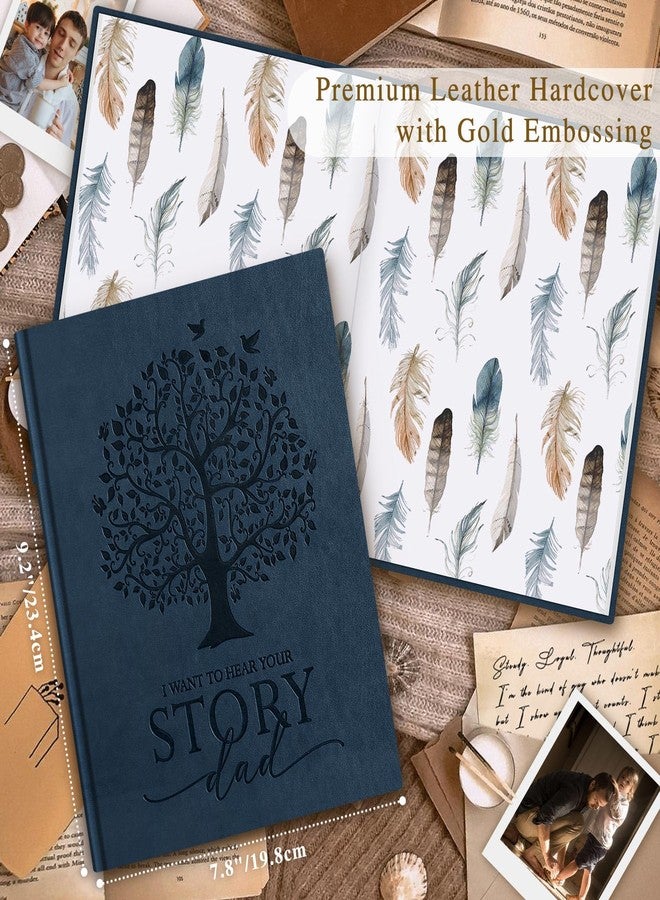 Lanpn Dad Life Story Journal with 300+ Prompts, Leather Imprinting Father Story Guided Journal, Dad Memory Keepsake Book to Fill Out, Gift for Dad Father's Day Birthday Christmas (Blue-XH) - Image 2