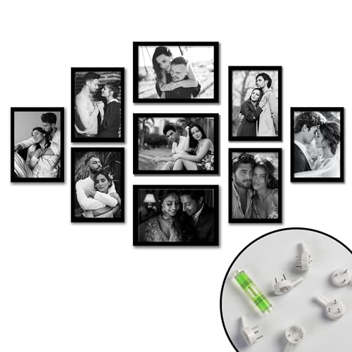 Rousrie Photo Frames For Wall With Acrylic Top, DIY Wall Mount, Different Sizes, Set of 9 - Image 1