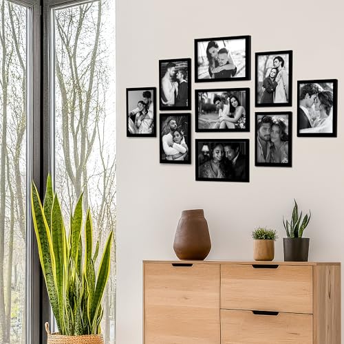 Rousrie Photo Frames For Wall With Acrylic Top, DIY Wall Mount, Different Sizes, Set of 9 - Image 3