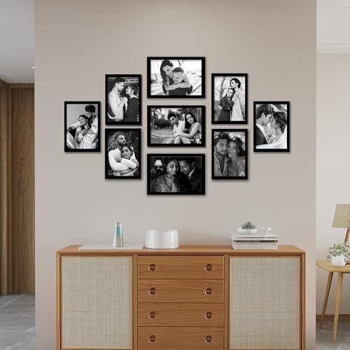 Rousrie Photo Frames For Wall With Acrylic Top, DIY Wall Mount, Different Sizes, Set of 9 - Image 2