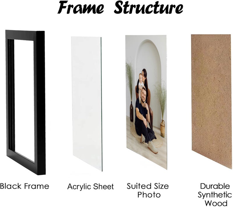 Rousrie Photo Frames For Wall With Acrylic Top, DIY Wall Mount, Different Sizes, Set of 9 - Image 5