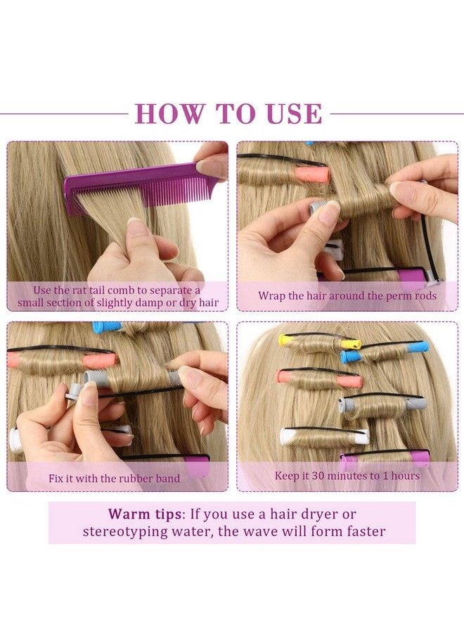 WILLBOND 60 Pieces Hair Perm Rods Set Plastic Perming Rods Cold Wave Rods 6 Sizes Hair Curling Rollers With Tail Comb Steel Pintail Hair Comb For Hairdressing Hair Styling  - Image 4