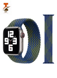Replacement Braided Solo Loop Apple Watch Band for 41/40/38 mm Medium Blue/Green
