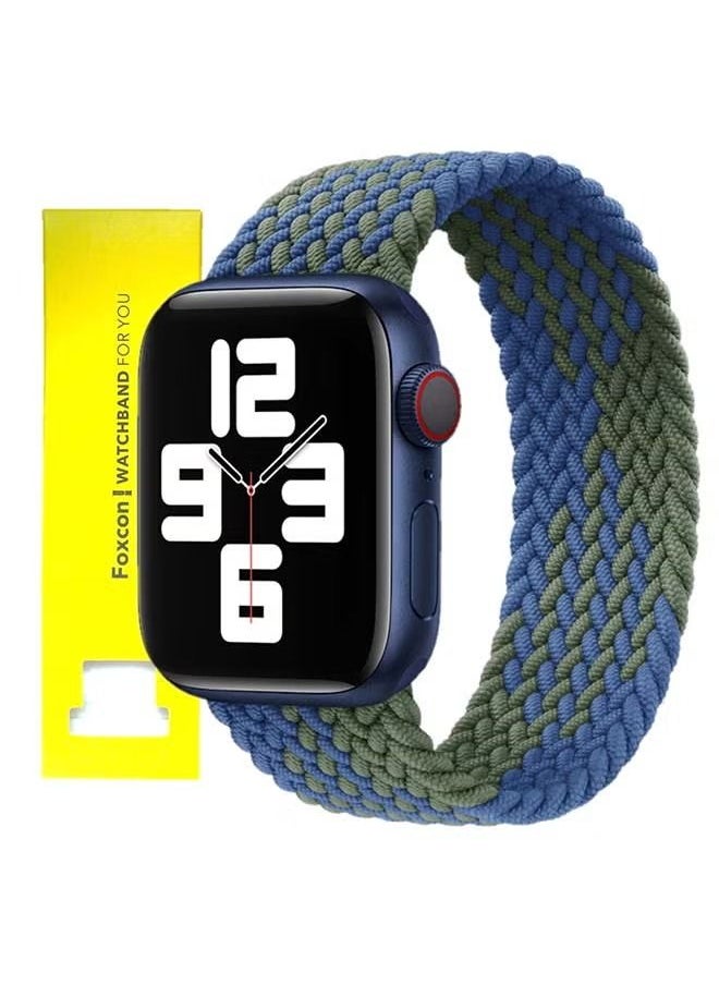 IAF - Replacement Braided Solo Loop Apple Watch Band for 41/40/38 mm Medium Blue/Green - Image 1