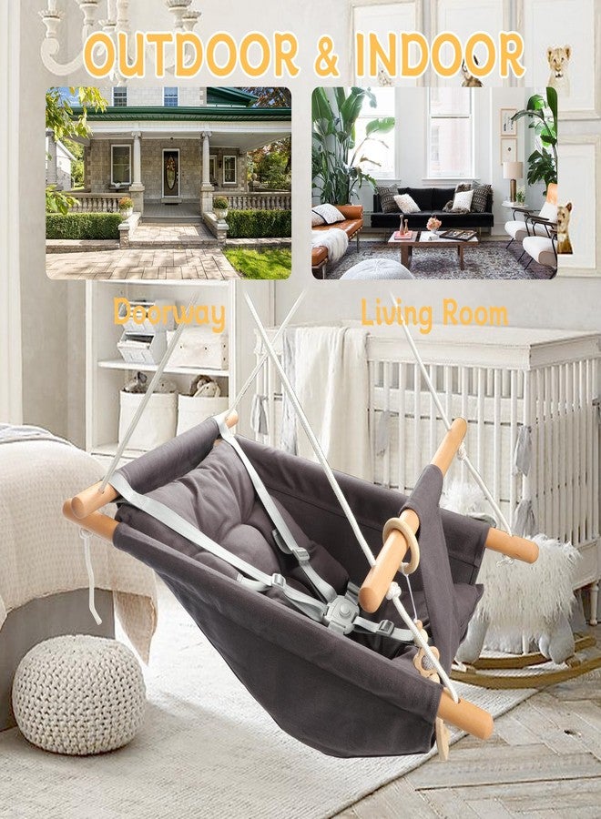 Tislly Baby Swing Outdoor Indoor for Infants to Toddlers, Portable Adjustable Baby Porch Swing with 5-Point Safety Belt, Kids Tree Hanging Chair Toys for Door Garden Backyard - Image 4