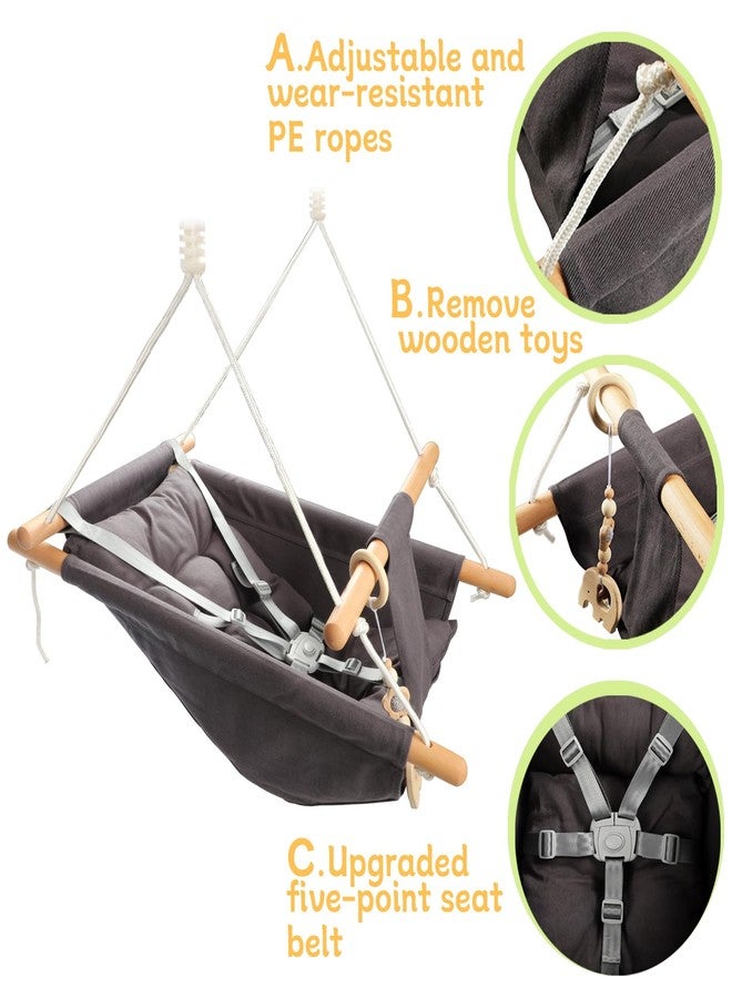 Tislly Baby Swing Outdoor Indoor for Infants to Toddlers, Portable Adjustable Baby Porch Swing with 5-Point Safety Belt, Kids Tree Hanging Chair Toys for Door Garden Backyard - Image 3