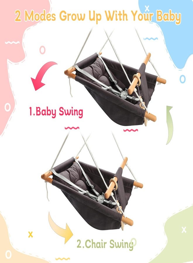 Tislly Baby Swing Outdoor Indoor for Infants to Toddlers, Portable Adjustable Baby Porch Swing with 5-Point Safety Belt, Kids Tree Hanging Chair Toys for Door Garden Backyard - Image 2