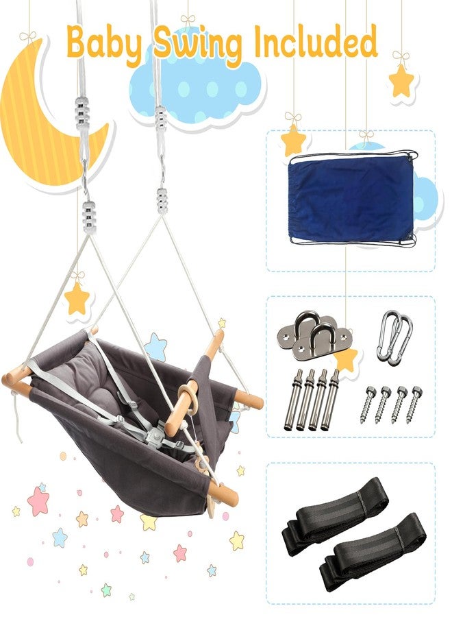 Tislly Baby Swing Outdoor Indoor for Infants to Toddlers, Portable Adjustable Baby Porch Swing with 5-Point Safety Belt, Kids Tree Hanging Chair Toys for Door Garden Backyard - Image 5