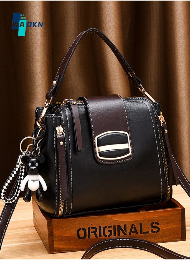 WAOKN - Multifunctional Retro Handbag,Bucket bag women's new fashion women's bag Korean version of the net red small bag portable shoulder Messenger bag,Female Crossbody Messenger Ladies Hand Bags for Girls - Image 1