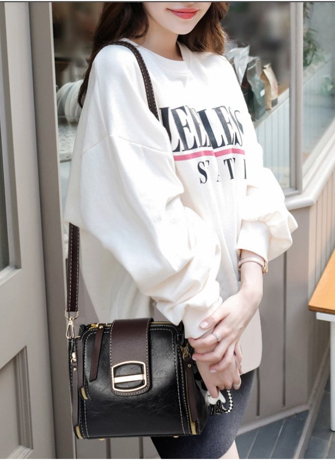 WAOKN - Multifunctional Retro Handbag,Bucket bag women's new fashion women's bag Korean version of the net red small bag portable shoulder Messenger bag,Female Crossbody Messenger Ladies Hand Bags for Girls - Image 1