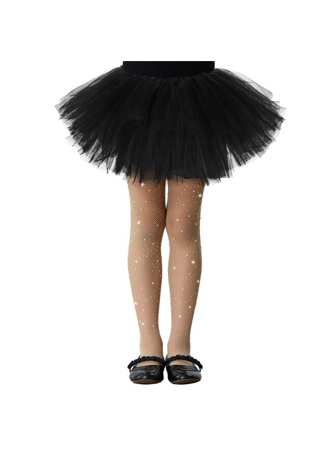 جوارب شبكية لامعة مرصعة بأحجار الراين للفتيات الصغيرات - جوارب هالوين لامعة للأطفال (لون البشرة) - Image 1