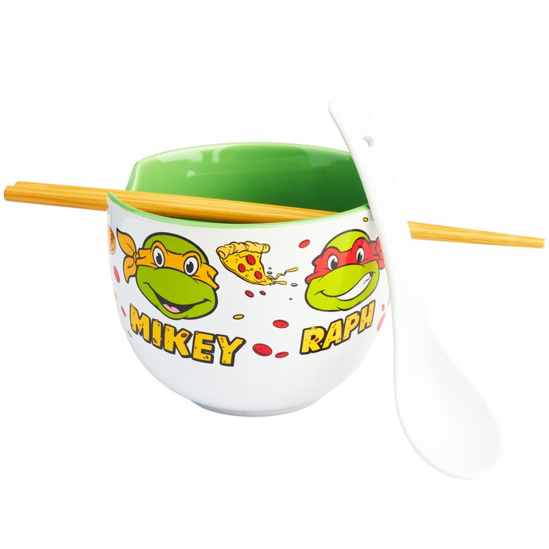Get Trend Teenage Mutant Ninja Turtles Ramen Bowl 3 Pc Set with Bamboo Chopsticks, Spoon for Kids Teens Adults, 20oz Noodle Bowl, Gifts for Teens (Multi) - Image 1