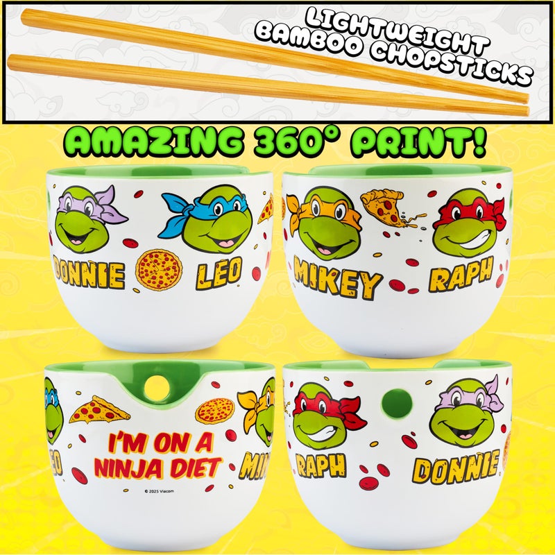 Get Trend Teenage Mutant Ninja Turtles Ramen Bowl 3 Pc Set with Bamboo Chopsticks, Spoon for Kids Teens Adults, 20oz Noodle Bowl, Gifts for Teens (Multi) - Image 3