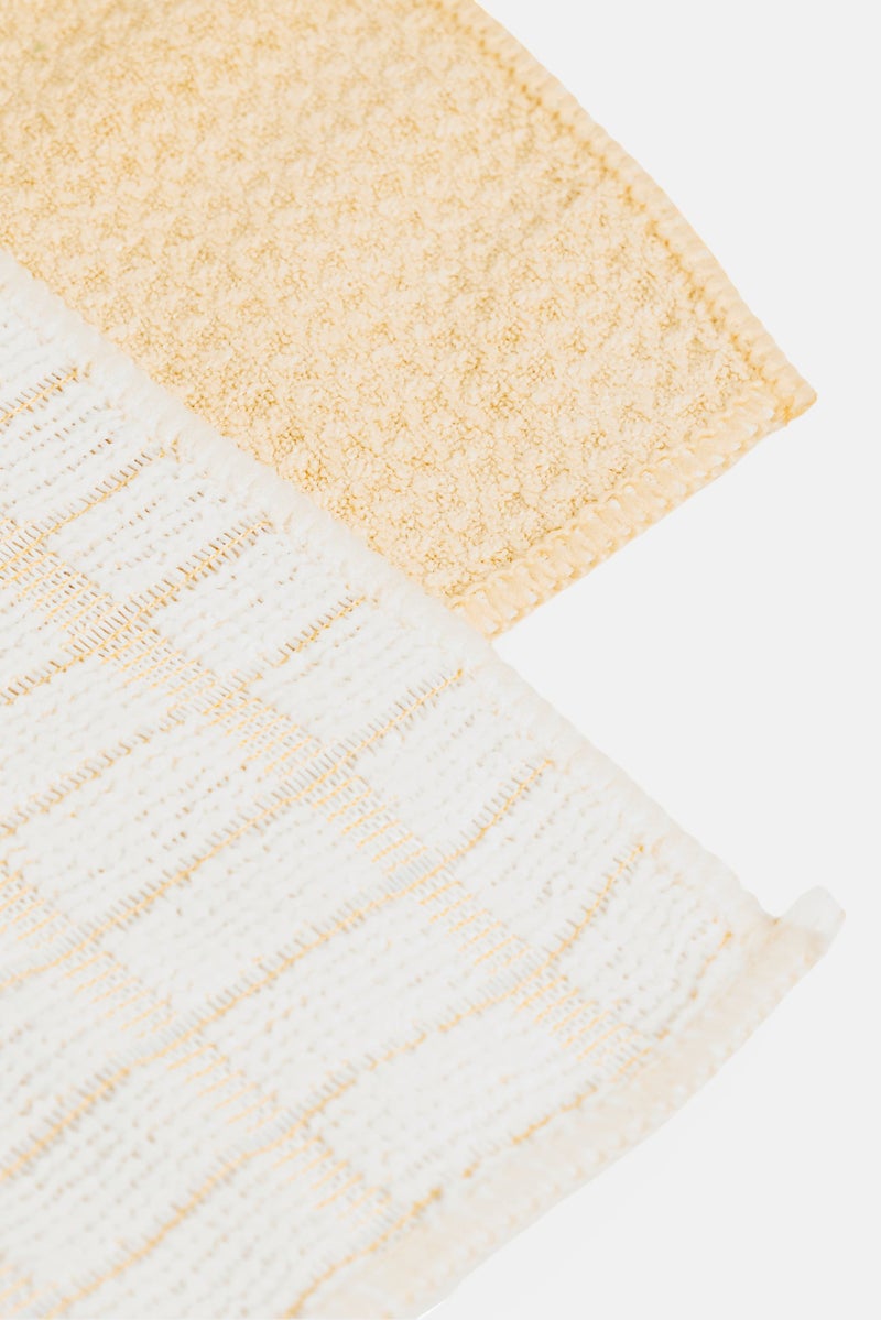 Bebe Home 2 Pieces Microfiber Cotton Cloth And Waffle Kitchen Towel, Yellow - Image 3