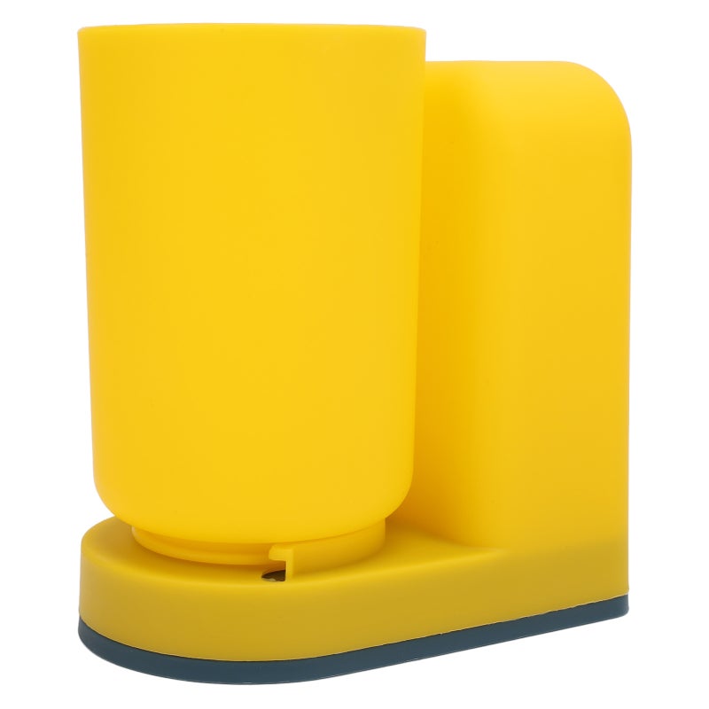 Toothbrush Cup Holder Multipurpose Modern Simple Design Space Saving Wall Mounted Toothbrush Holder with Cup Yellow - Image 1