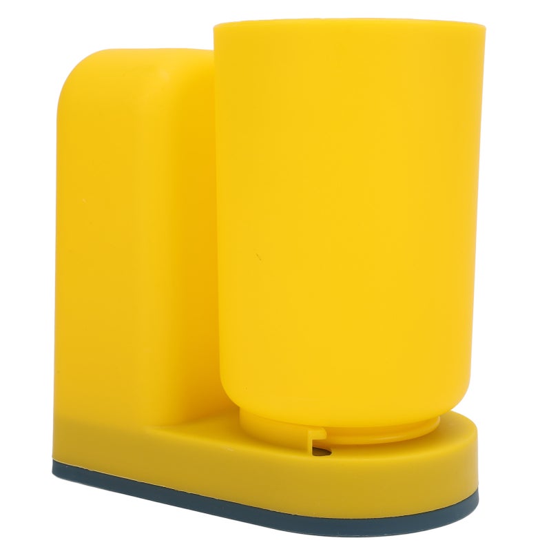 Toothbrush Cup Holder Multipurpose Modern Simple Design Space Saving Wall Mounted Toothbrush Holder with Cup Yellow - Image 3