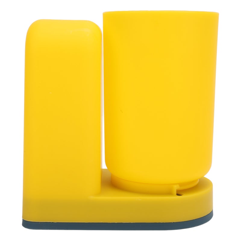 Toothbrush Cup Holder Multipurpose Modern Simple Design Space Saving Wall Mounted Toothbrush Holder with Cup Yellow - Image 5