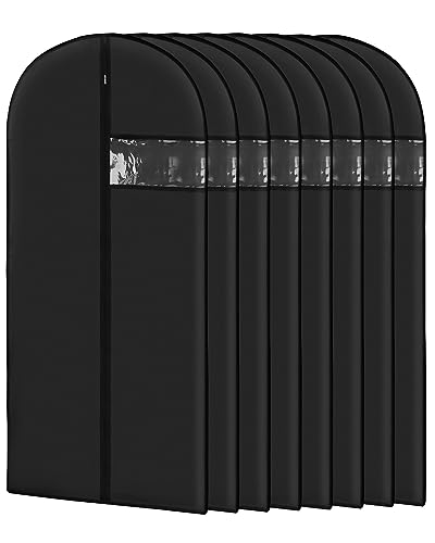 Garment Bags for Hanging Clothes 8 packs43 inches Washable Black Suit Bags for Closet Storage and Travel with Clear Window