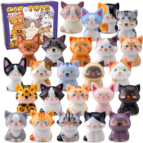 DMIGHT Cat Party Favors for Kids 24PCS Squishy ToysGoodie Bag Stuffers Pinata StuffersBirthday Gifts for Boys GirlsTreasure Chest PrizesClassroom Prizes for Kids Cat - Image 1