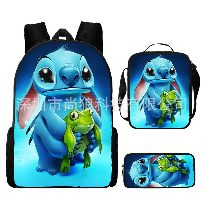 Amazon New Cartoon stitch stitch Three-Piece Set Schoolbag Backpack Backpack for Primary and Secondary School Students 4 Styles 