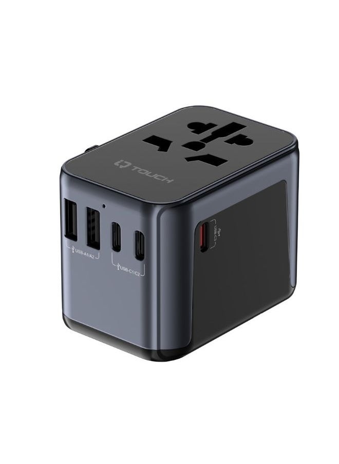IQ TOUCH IQ TOUCH 6-in-1 International Travel Adapter, 30W GaN Multi Socket, 3-Ports USB-C, 2-Ports USB-A, Travel & Wall Plug, US/AU/UK/EU plug compatibility, LED Indicator  - Image 2