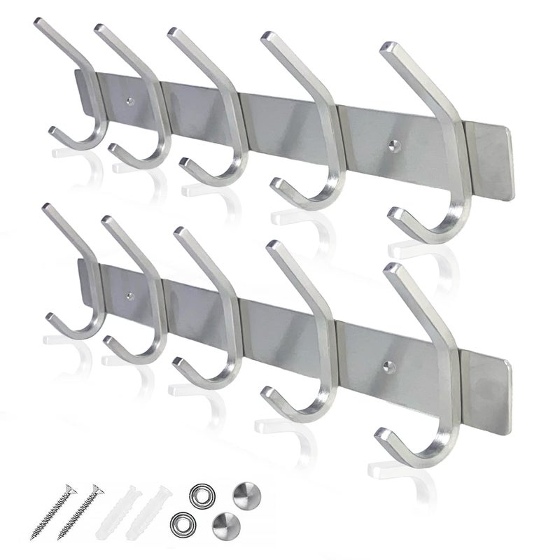 GlazieVault Coat Rack Wall Mount Stainless Steel 2 Pack Heavy Duty Hooks for Hat Towel Robes Jacket Clothes Bathroom Entryway Hanger