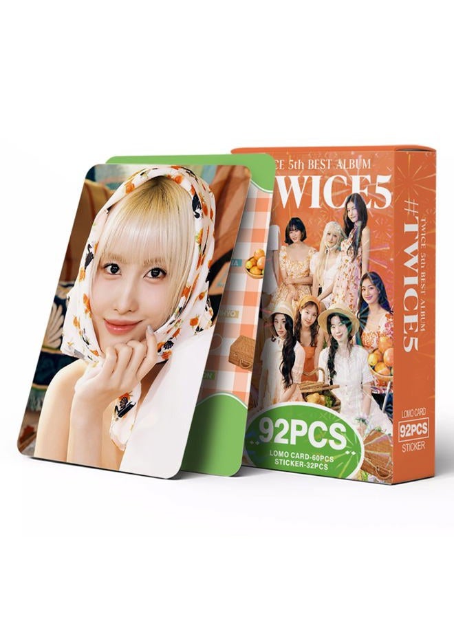 KPOPBP بطاقات تصوير TWICE 5 بطاقات ألبوم TWICE5 هدايا كيبوب لعشاق Once، مجموعة بطاقات لومو 60 قطعة مع 32 ملصق - Image 1