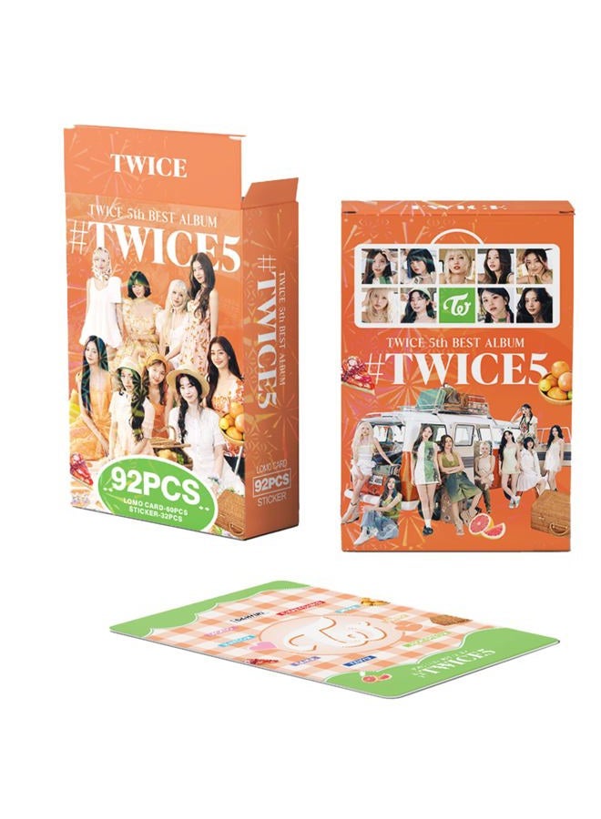 KPOPBP بطاقات تصوير TWICE 5 بطاقات ألبوم TWICE5 هدايا كيبوب لعشاق Once، مجموعة بطاقات لومو 60 قطعة مع 32 ملصق - Image 5