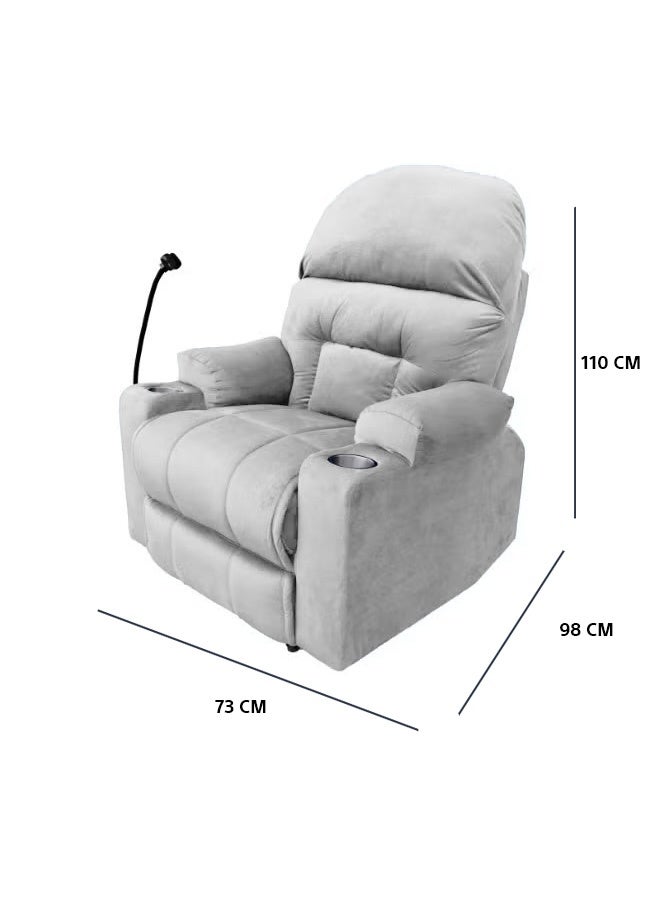 إن - هاوس NZ80 PLUS | كرسي استرخاء منجد بالمخمل - 89×73×110 سم - رمادي - Image 5
