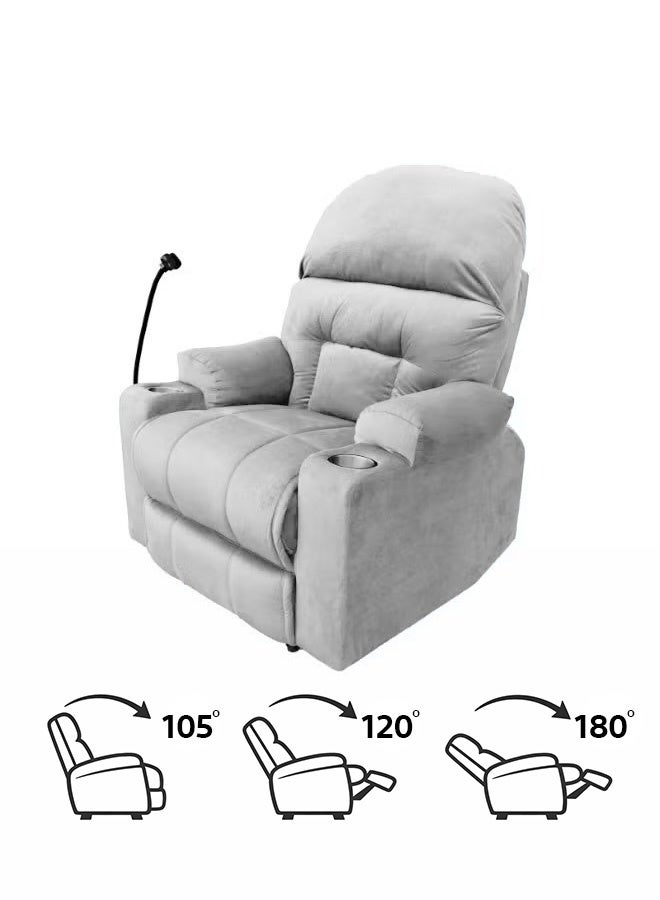 إن - هاوس NZ80 PLUS | كرسي استرخاء منجد بالمخمل - 89×73×110 سم - رمادي - Image 4