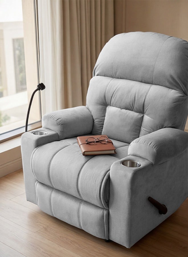 إن - هاوس NZ80 PLUS | كرسي استرخاء منجد بالمخمل - 89×73×110 سم - رمادي - Image 1