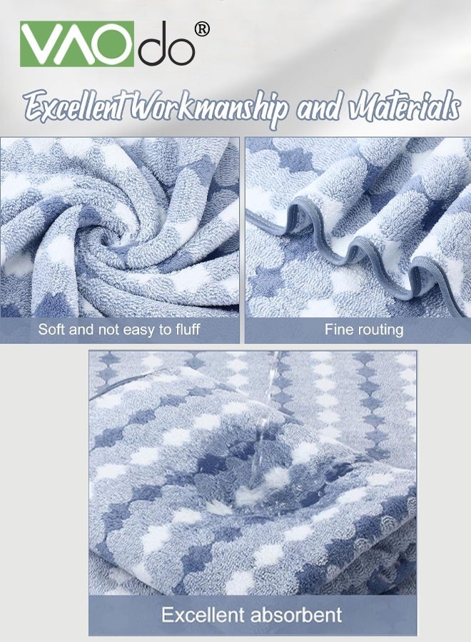 فاو دو مجموعة مناشف حمام 4 قطع، 1 منشفة حمام كبيرة الحجم و 3 مناشف، مادة ناعمة على البشرة عالية الامتصاص، مناشف سريعة الجفاف للاستحمام والصيف والشاطئ والصالون والرياضة باللون الأزرق - Image 4
