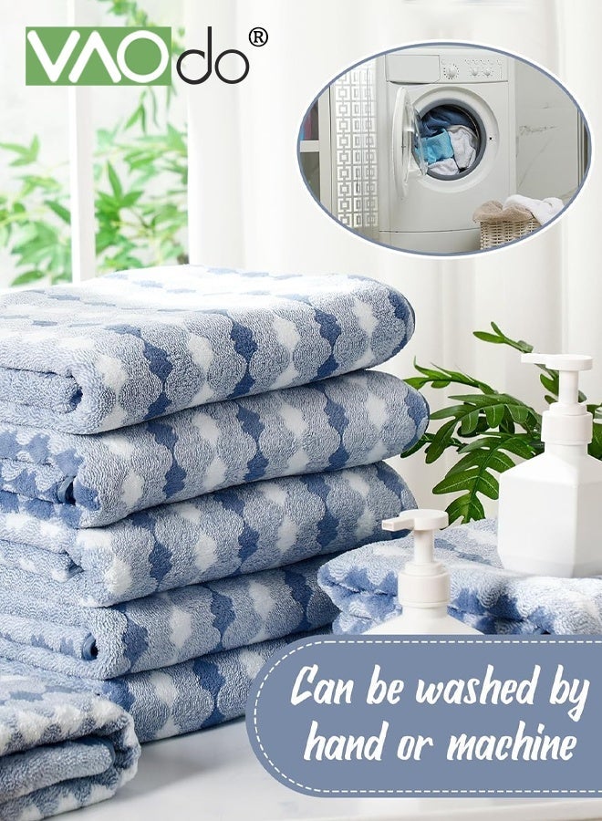 فاو دو مجموعة مناشف حمام 4 قطع، 1 منشفة حمام كبيرة الحجم و 3 مناشف، مادة ناعمة على البشرة عالية الامتصاص، مناشف سريعة الجفاف للاستحمام والصيف والشاطئ والصالون والرياضة باللون الأزرق - Image 5