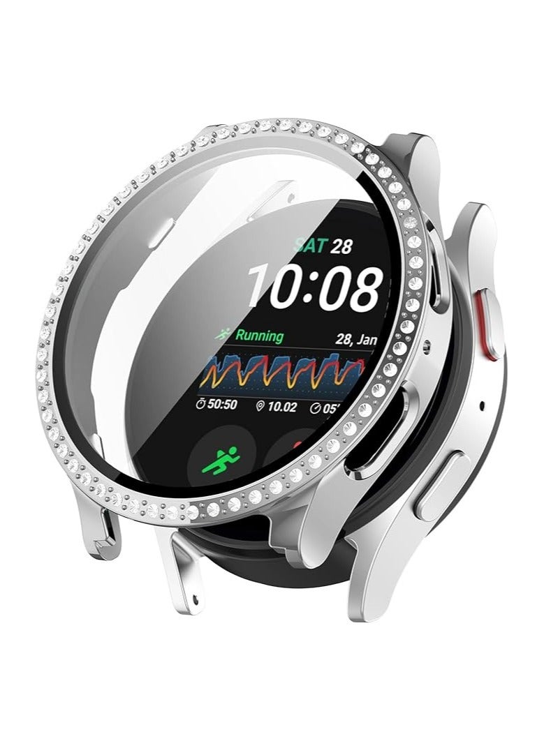 Samsung Galaxy Watch 7 Bling Case - Glitter Crystal Rhinestone Diamond Protective Case Hard PC Face Cover Bumper for 40mm (Silver) - Image 1