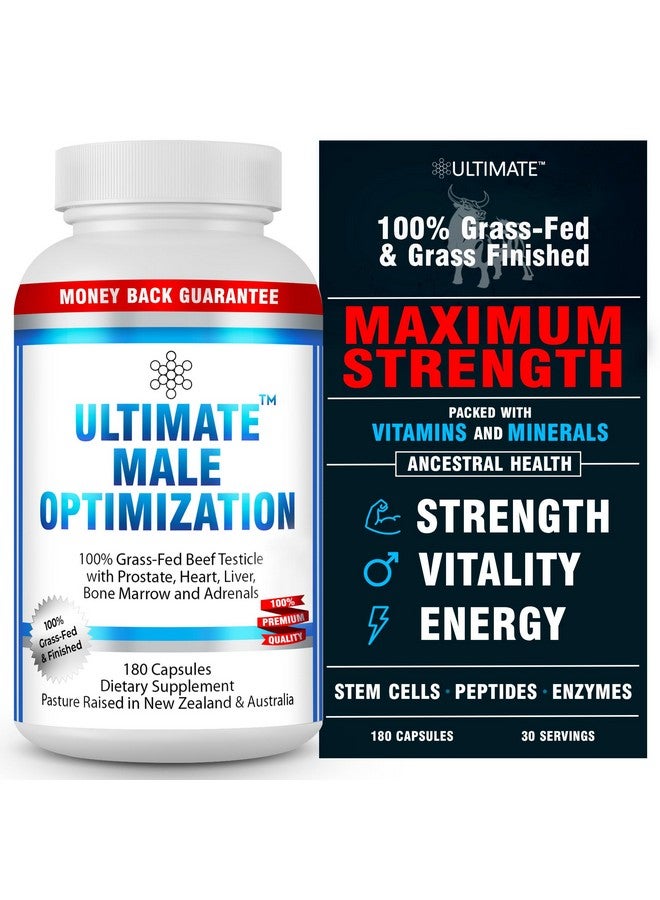 Ultimate Male Optimization 100% Grass Fed Beef Organ Supplement - Supports Test, Energy & Overall Men's Health & Wellness - Non-GMO Grass Fed Beef Organ Supplement with Liver, No Fillers 180 Capsules - Image 1