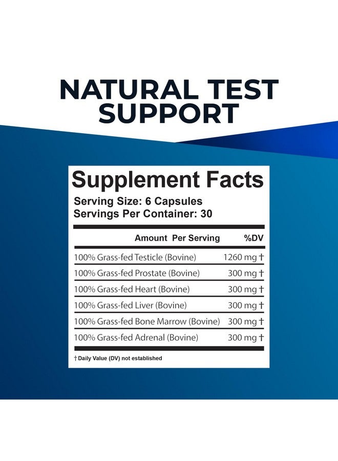 Ultimate Male Optimization 100% Grass Fed Beef Organ Supplement - Supports Test, Energy & Overall Men's Health & Wellness - Non-GMO Grass Fed Beef Organ Supplement with Liver, No Fillers 180 Capsules - Image 2