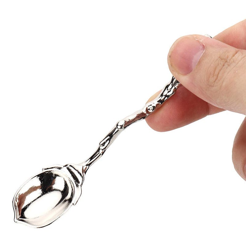 Zerodis 6Pcs Teaspoon Set, Small Vintage Retro Royal Zinc Alloy Dessert Spoon with Fork Silverware Tableware Coffee Spoon for Home Kitchen Cafe Sugar Stir Ice Cream Cake - Image 3