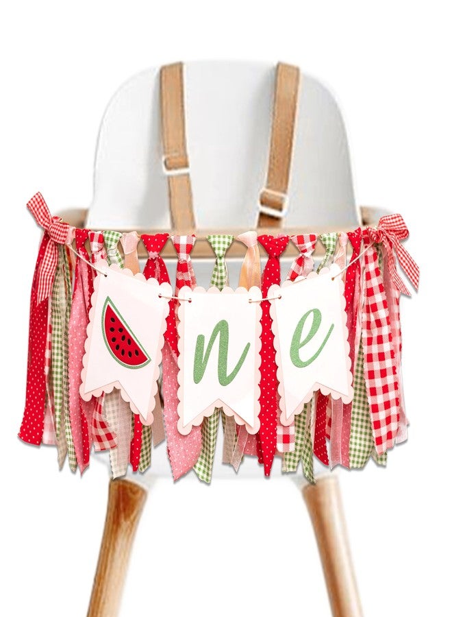 MUWEOL Watermelon High Chair Banner - Watermelon Themed First Birthday Party Decorations,One In A Melon Highchair Banner,Summer Fruit Party Supplies (watermelon banner) - Image 1