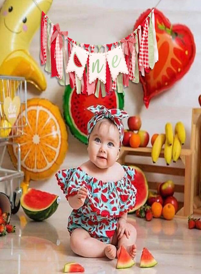MUWEOL Watermelon High Chair Banner - Watermelon Themed First Birthday Party Decorations,One In A Melon Highchair Banner,Summer Fruit Party Supplies (watermelon banner) - Image 3