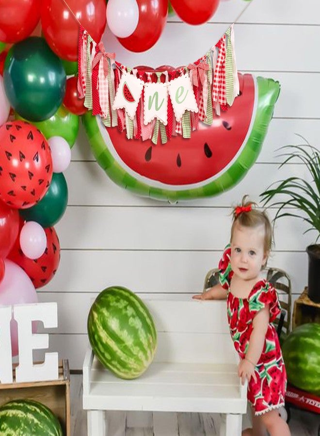 MUWEOL Watermelon High Chair Banner - Watermelon Themed First Birthday Party Decorations,One In A Melon Highchair Banner,Summer Fruit Party Supplies (watermelon banner) - Image 2