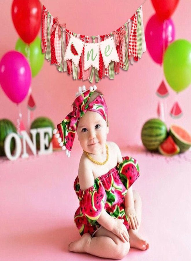 MUWEOL Watermelon High Chair Banner - Watermelon Themed First Birthday Party Decorations,One In A Melon Highchair Banner,Summer Fruit Party Supplies (watermelon banner) - Image 4