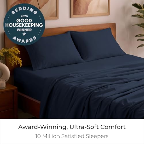 Mellanni Full Sheets Set - 4 PC Iconic Collection Bedding - Hotel Luxury, Extra Soft, Cooling Bed Sheets - Wrinkle, Fade, Stain Resistant (Full, Navy Blue) - Image 2