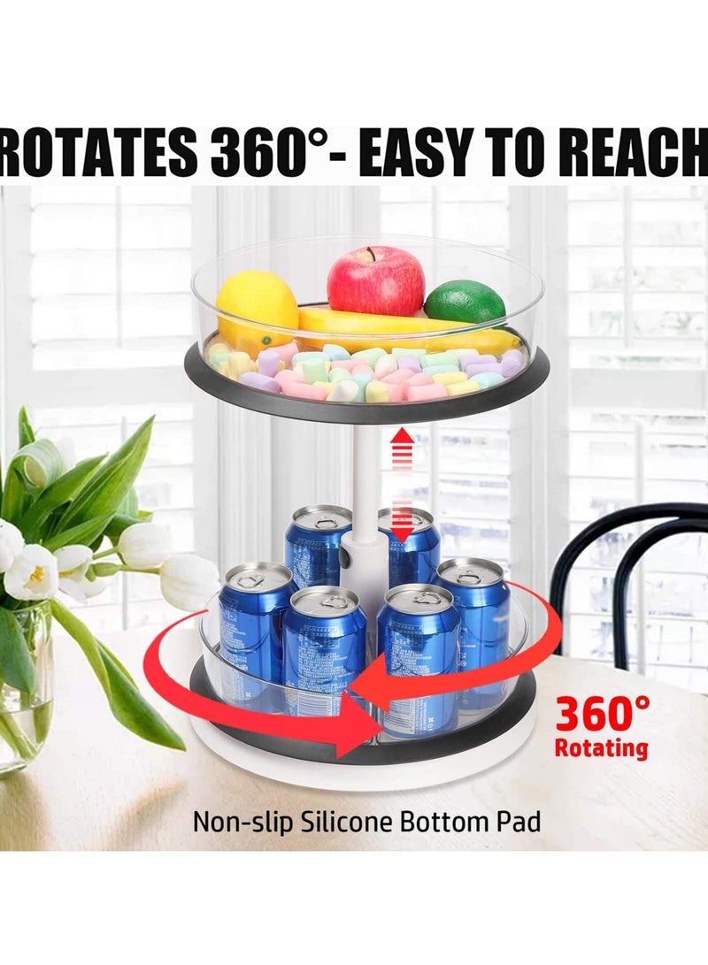 MIXDE 2-Tier Lazy Susan Turntable Cabinet Organizer,Height Adjustable Rotating Turntable Spice Rack for Kitchen Cabinet, with Removable Storage Bins for Pantry Fridge Vanity Bathroom Countertop - Image 4