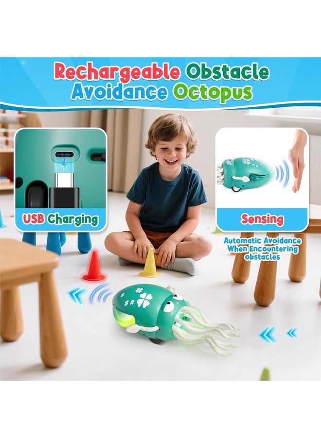 هالامودو الرقص أكتوبوس لعبة الطفل، الكهربائية الزحف أكتوبوس البطن الوقت لعبة، القابلة لإعادة الشحن السحر الرقص الموسيقى الحبار ألعاب الطفل لـ 3 4 5 سنوات من عمر الأطفال ولد فتاة هدايا عيد ميلاد الحبار مضحك للألعاب الأرضية (الأخضر) - Image 3