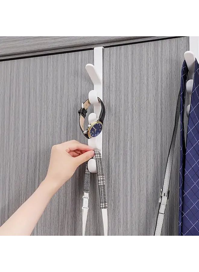 White Hook 3pcs Door Hanging Storage Rack 4 Hook Design Durable Plastic Wall Mount Organizer - Image 5