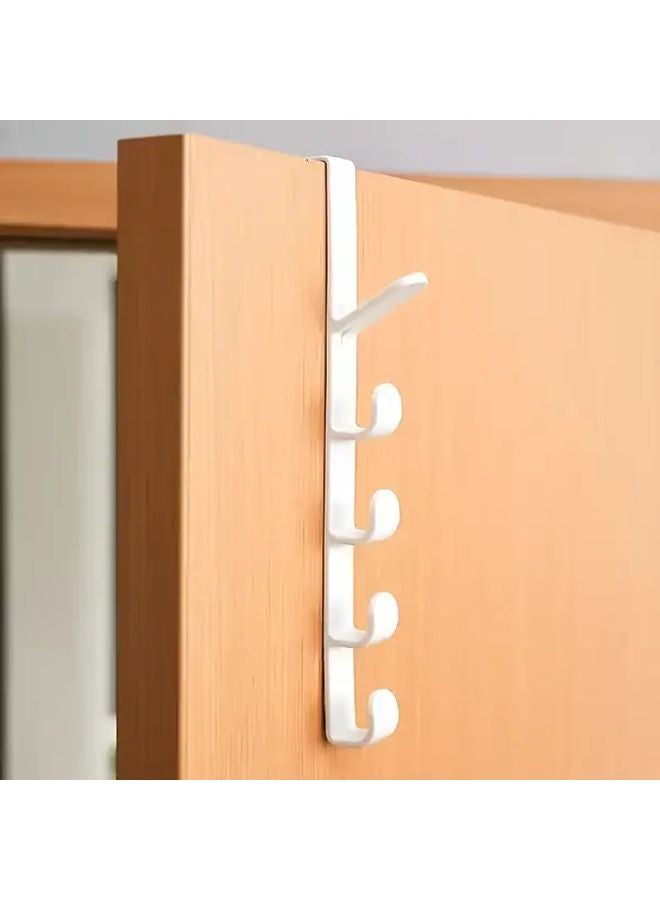 White Hook 3pcs Door Hanging Storage Rack 4 Hook Design Durable Plastic Wall Mount Organizer - Image 1
