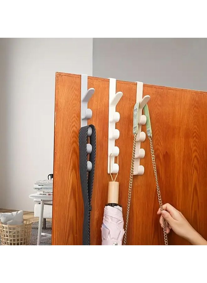 White Hook 3pcs Door Hanging Storage Rack 4 Hook Design Durable Plastic Wall Mount Organizer - Image 2