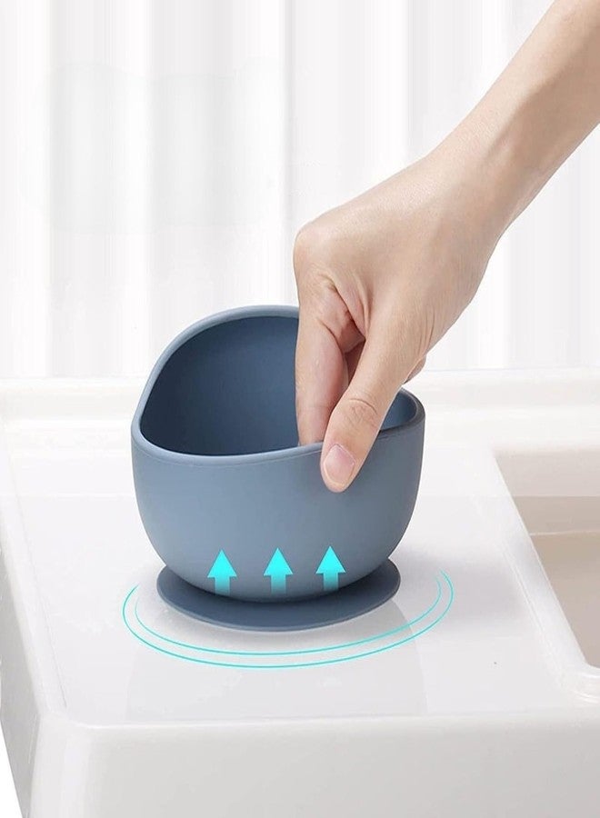 CEPLO Silicone Baby Bowl with Wooden Spoon, Suction Base, BPA-Free, Curved Walls for Self-Feeding, Dishwasher Safe Non-Slip, Non-Toxic, Bpa Free Silicone Baby Feeding Bowl (Sky Blue) - Image 5