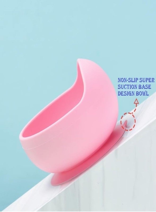 CEPLO Silicone Baby Bowl with Wooden Spoon, Suction Base, BPA-Free, Curved Walls for Self-Feeding, Dishwasher Safe Non-Slip, Non-Toxic, Bpa Free Silicone Baby Feeding Bowl (Sky Blue) - Image 2