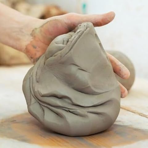 Prajapati Studio Pottery Prajapati Studio Pottery Premium Terracotta Clay for Modeling and Art Craft Projects Fine motor skills Shadu mati Air Dry Wet Clay for Children Professional Artists Ready to Use Natural Eco Friendly Filtered Molding Clay 1Kg 